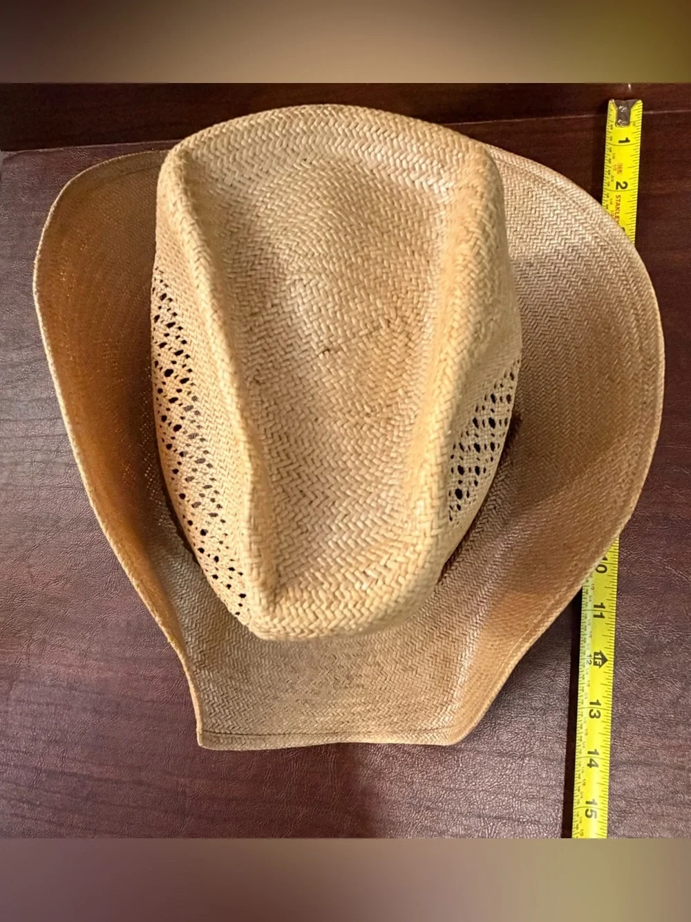 Stetson Vintage Set of 2 Brown Straw Western Hat with Chin Cord Cowboy Unisex